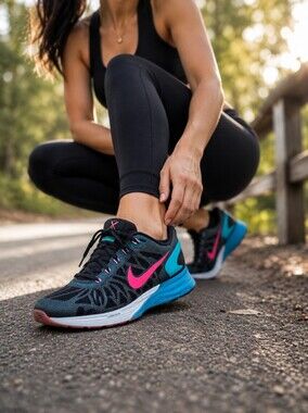 Nike LunarGlide 6 Running Shoes Black Teal Pink Swoosh Cushioned Athletic